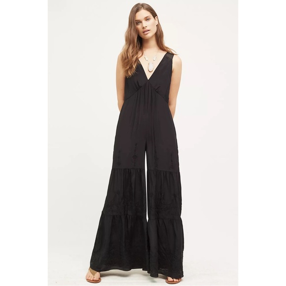 Anthropologie Embroidered Silk Jumpsuit by Elevenses NWT Size Small - Picture 7 of 16